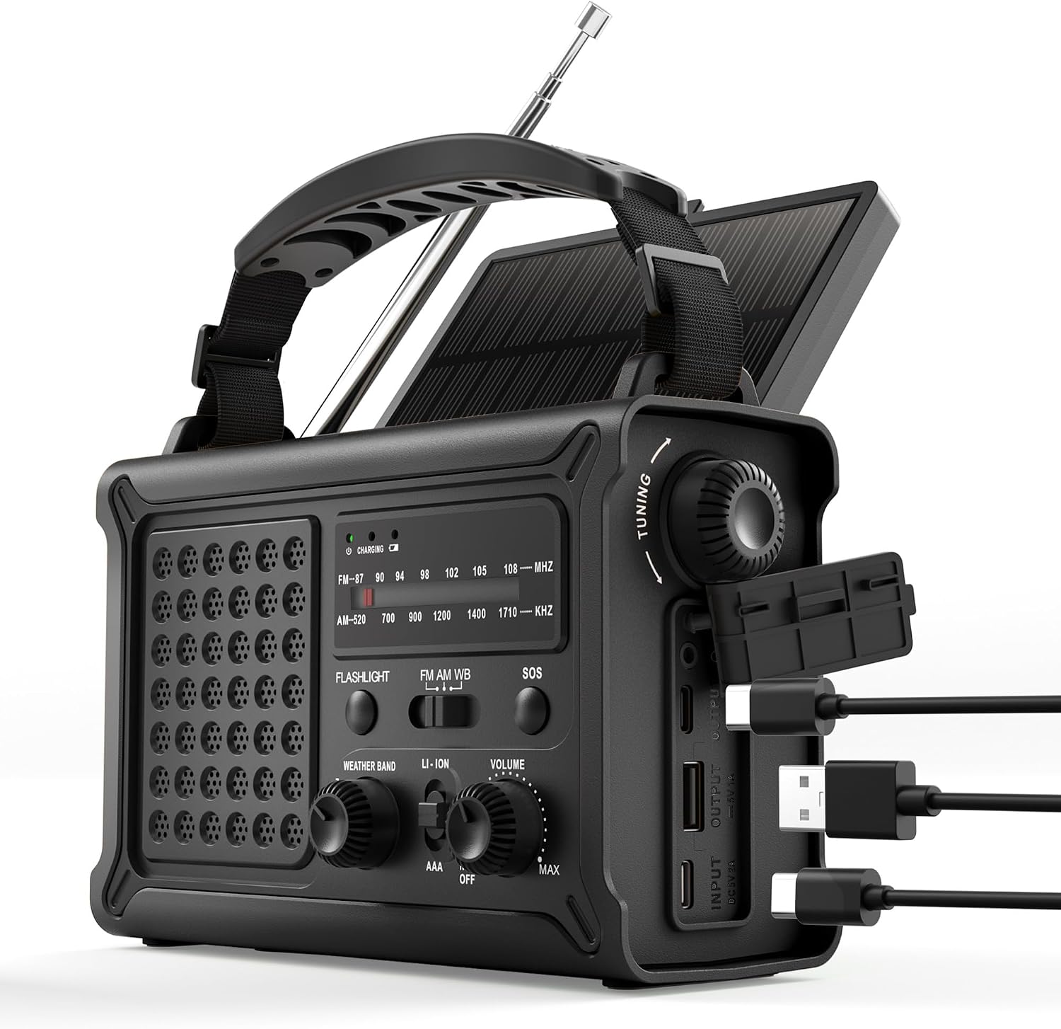 12,000mAh Solar Hand-Crank Radio