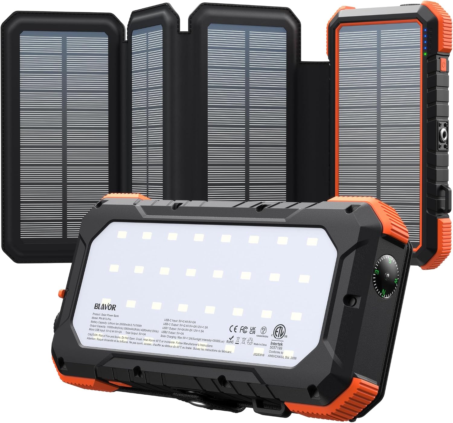 BLAVOR 20,000mAh Solar Power Bank