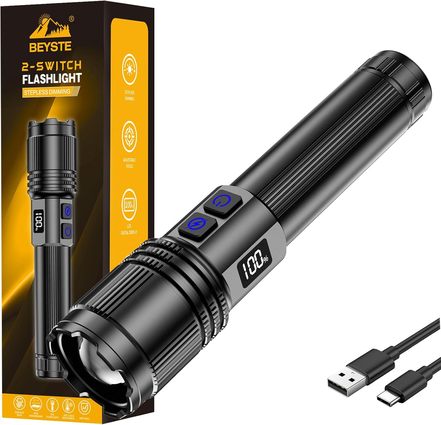 Rechargeable high-output flashlight
