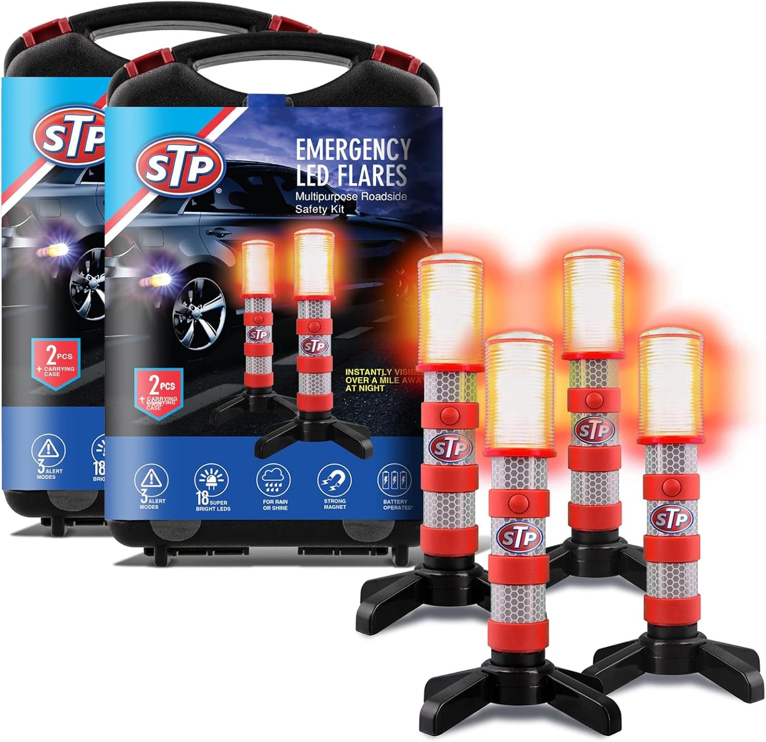 XTREME STP LED Road Flares — 4 Pack